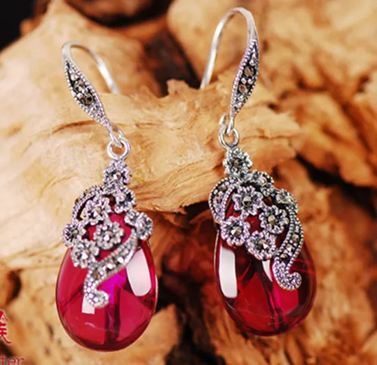 Kadan Di Intime  925 Silver Earrings Red Long  Korea Exaggerated Female Jewelry Wealthy Shipping