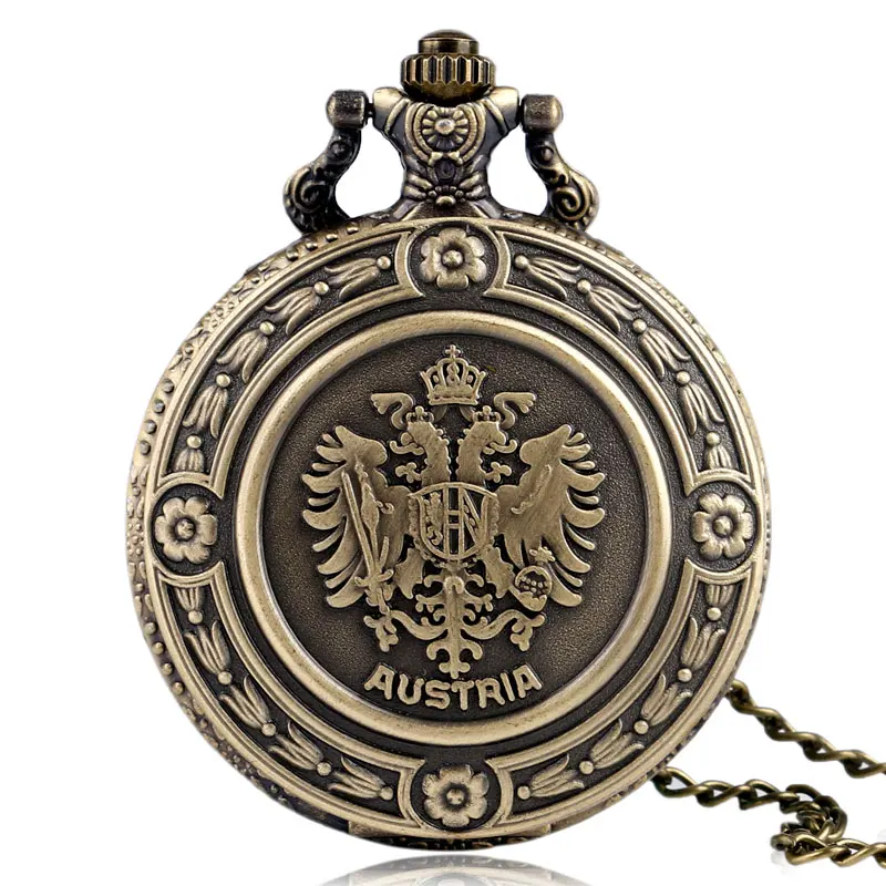 Legal O Double Eagle Fahion Jóias Colar Relógio de Bolso de Quartzo Do Vintage Áustria Emblema Nacional Mulheres Homens Pingente Presentes Item