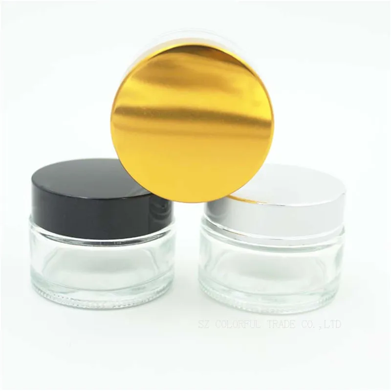 

5Pcs 30g/ml Empty Glass Cosmetic Jar Pots Makeup Tool Face Skin Cream Container Free Shipping Refillable bottles