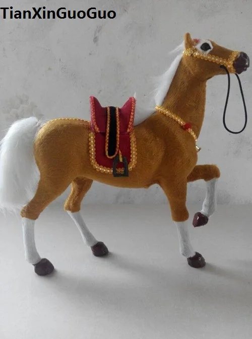 simulation raise-leg-up horse hard model prop large 32x28cm plastic&furs horse with saddle ,home decoration toy gift s1770