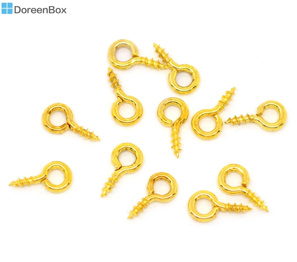 Doreen Box Lovely 1000 GP Screw Eye Bail Top Drilled Findings 8x4mm (B09752)