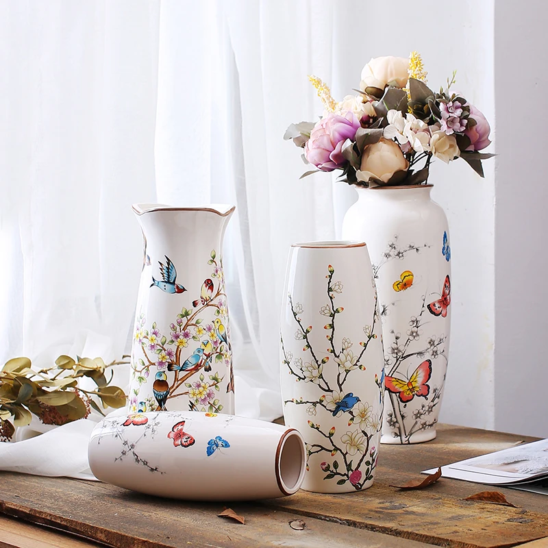 Chinese Modern Ceramic Vase Wedding Decoration Home Decor Living Room Decoration Porcelain Vase Flower character pattern vase