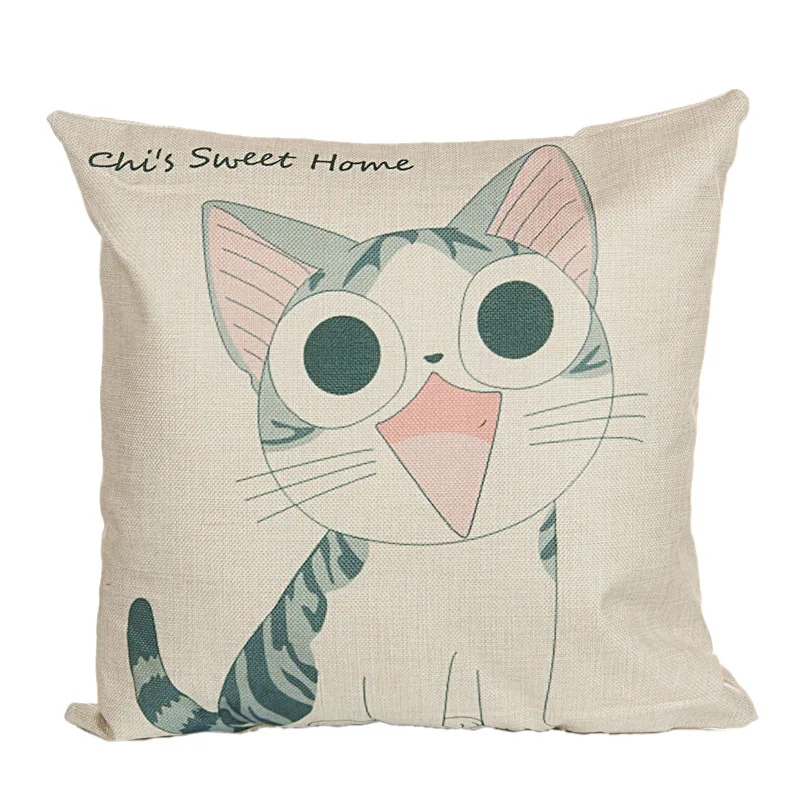 Lovely Cartoon Cute Cat Cushions Cover Cotton Linen Home Decor Throw Pillow Sofa Office Car Seat Pillowcase Cover