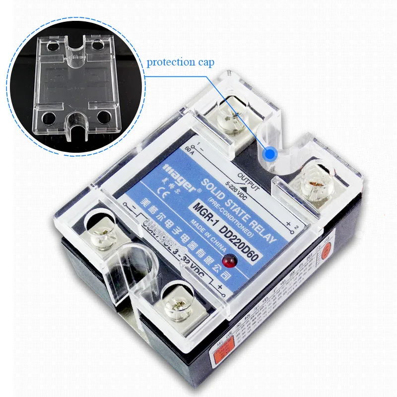 Free shipping 2pc 60A Industrial use Mager SSR 60A DC-DC Single phase solid state relay 60A Quality MGR-1 DD220D60