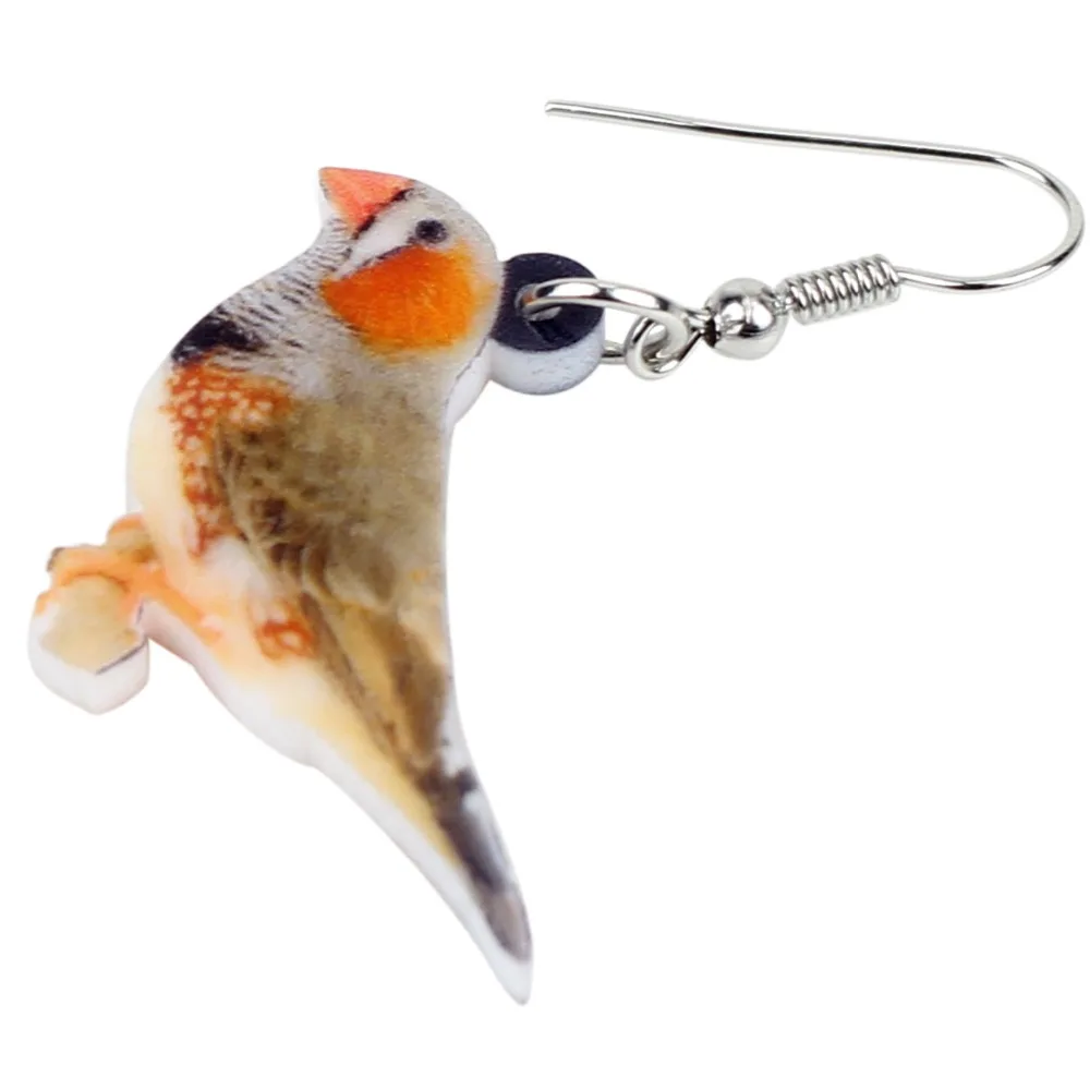 WEVENI Acrylic Lovley Zebra Finch Bird Earrings Big Long Dangle Drop Fashion Jewelry For Women Girls Kid Gift Animal Accessories