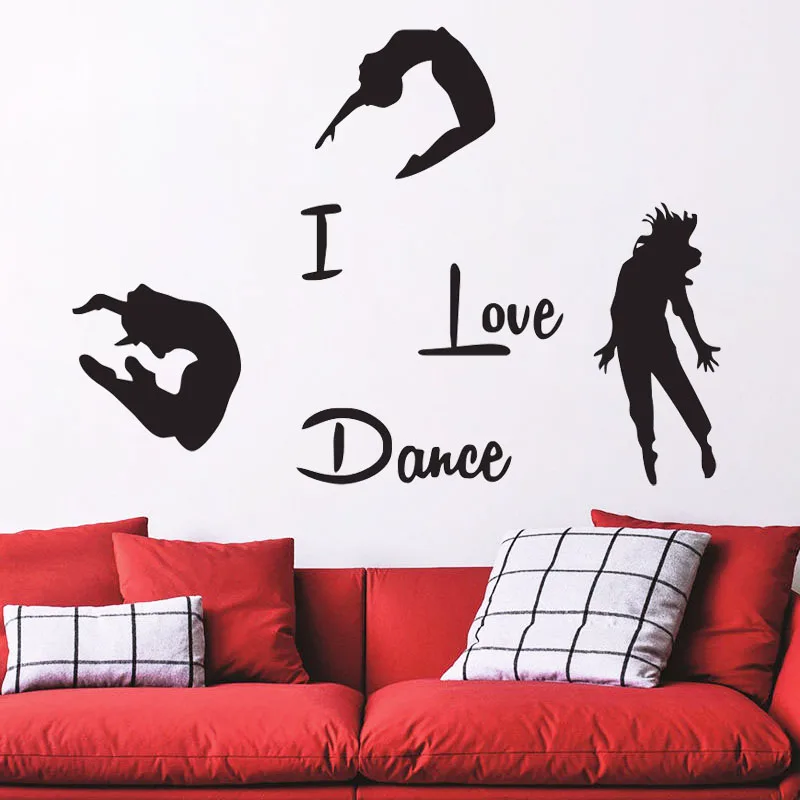 

ZOOYOO I Love Dance Wall Stickers Home Decor DIY Three Dancers Decals Removable Living Room Bedroom Art Murals Decoration