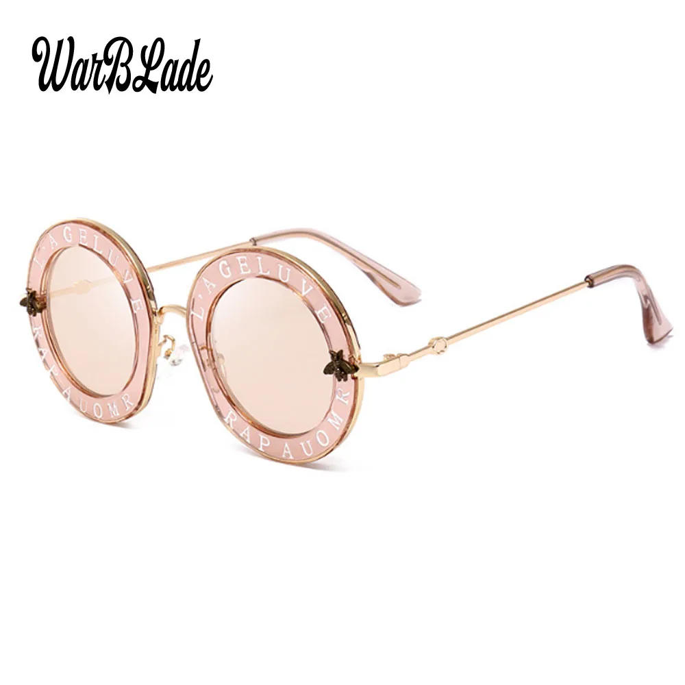 2020  Fashion Bees Retro Round Letters Transparent Frame Tint Lens Sunglasses Trending Ladies Summer Sun Glasses