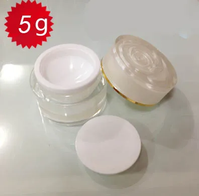 

100pcs 5G PERAL WHITE bottle cosmetic container ,cream jar with flower lid 5g Cosmetic Jar,Cosmetic Packaging cosmetic container