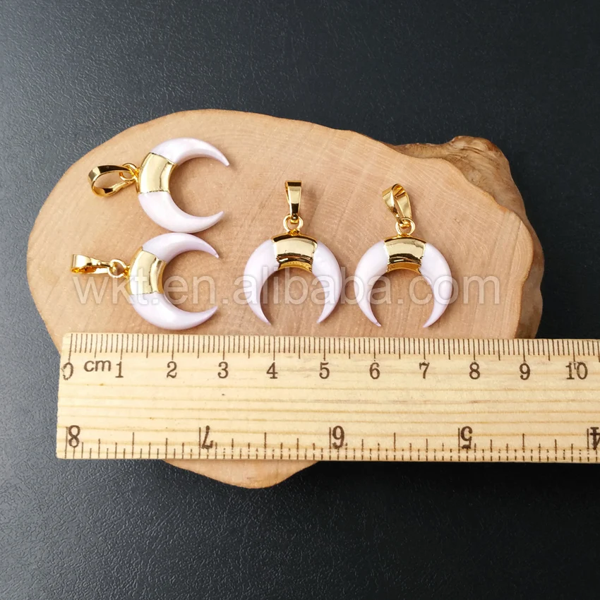 WT-P960 WKT Wholesale Fashion Pendant For Jewelry Making Natural Shell With 18k  Gold Plated For Women Decorative