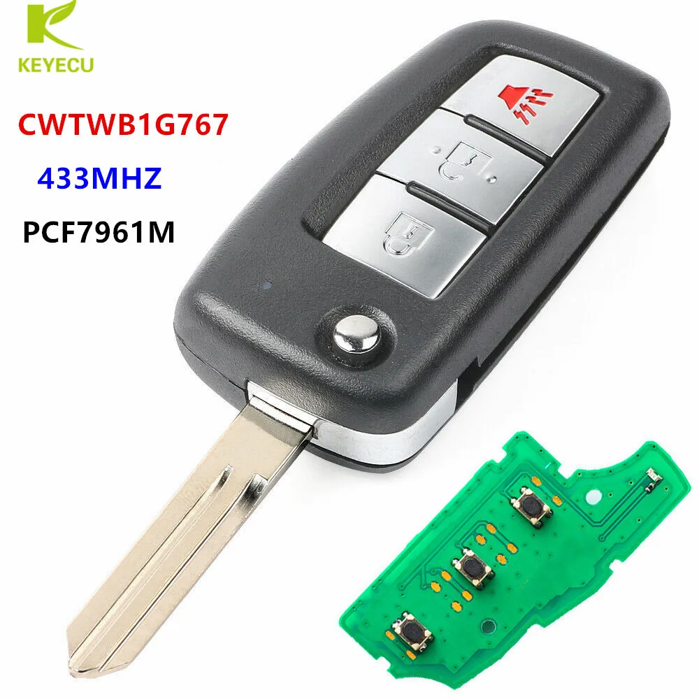 KEYECU Replacement Flip Remote Key FOB 3Button 433MHz PCF7961M for Nissan Rogue X-Trail 2014-18 CWTWB1G767 TWB1G767 28268-4CB1A