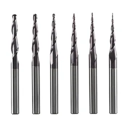 Tungstênio carboneto sólido End Mill, nariz de bola, cônicos End Mills, Bits Router, CNC, Taper, Madeira, Metal Fresa, 4mm, 6mm, 8mm