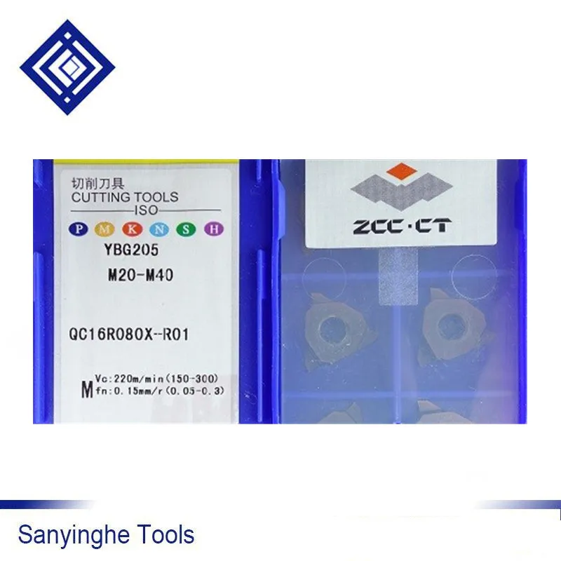 10 unidades/lotes QC16R080-R01 ybg205 cnc carboneto rosqueamento insere ferramentas de corte da lâmina