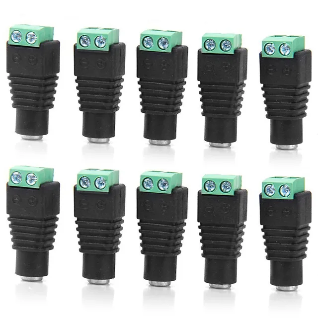 10szt Wtyczka DC Kamera CCTV 5.5mm x 2.1mm Kabel zasilający DC Wtyczka żeńska Złącze Adapter Jack 5.5*2.1mm Do Połączenia Taśma LED