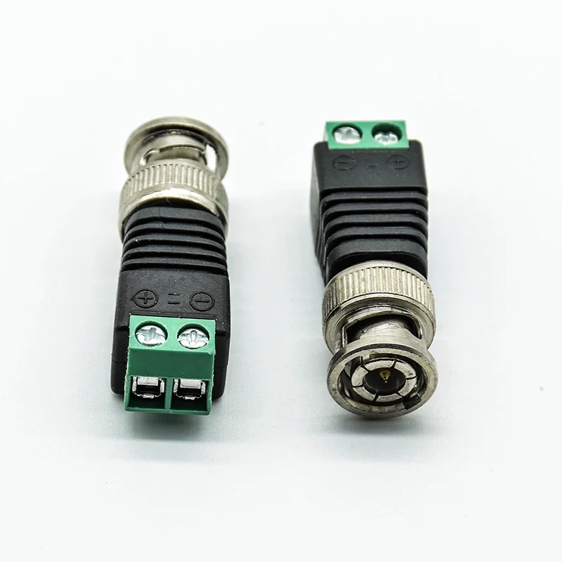 2pcs/lot Mini Coax BNC Connector UTP Video Balun Connector BNC Plug DC Adapter For CCTV Surveillance Camera CCTV system