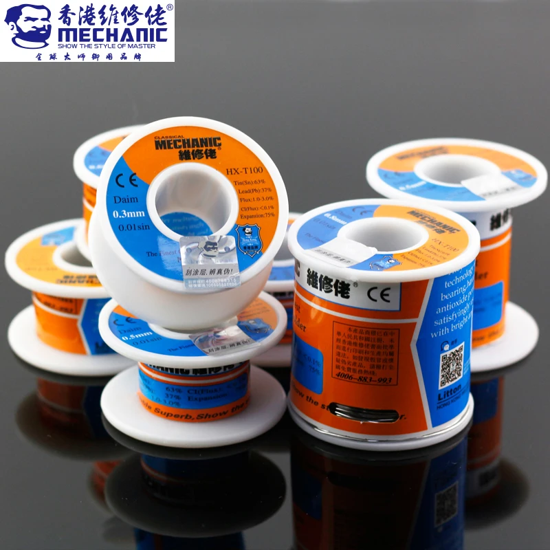 

MECHANIC HX-T100 sn 63% pb37% High purity Low fusion spot welding solder wire 55g/500g solder wire