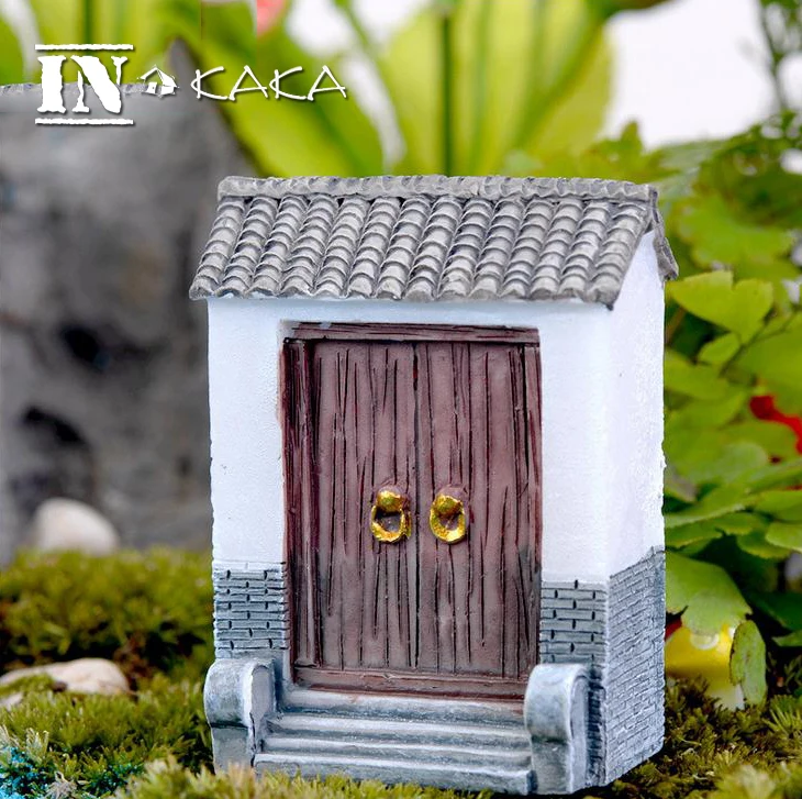 Chinese terrarium ornament resin house door model figurine Micro fairy garden Decor/miniature/doll house DIY accessories prop