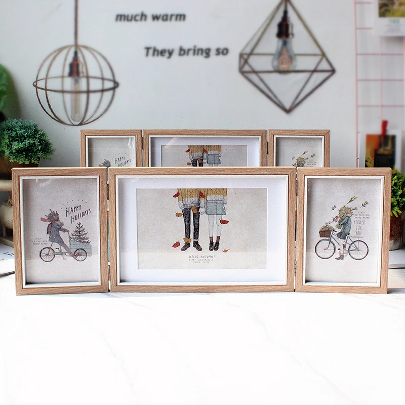 

Nordic Style Family Photo Stand on Table, Triple Folding Frames, Combination Picture Album Set, Home Decor, Marco Foto