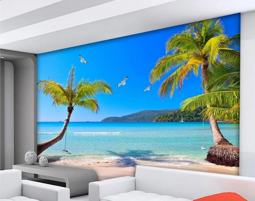 

Landscape wallpaper murals Sea View tree 3d wallpaper modern for living room murals Non woven wallpaper