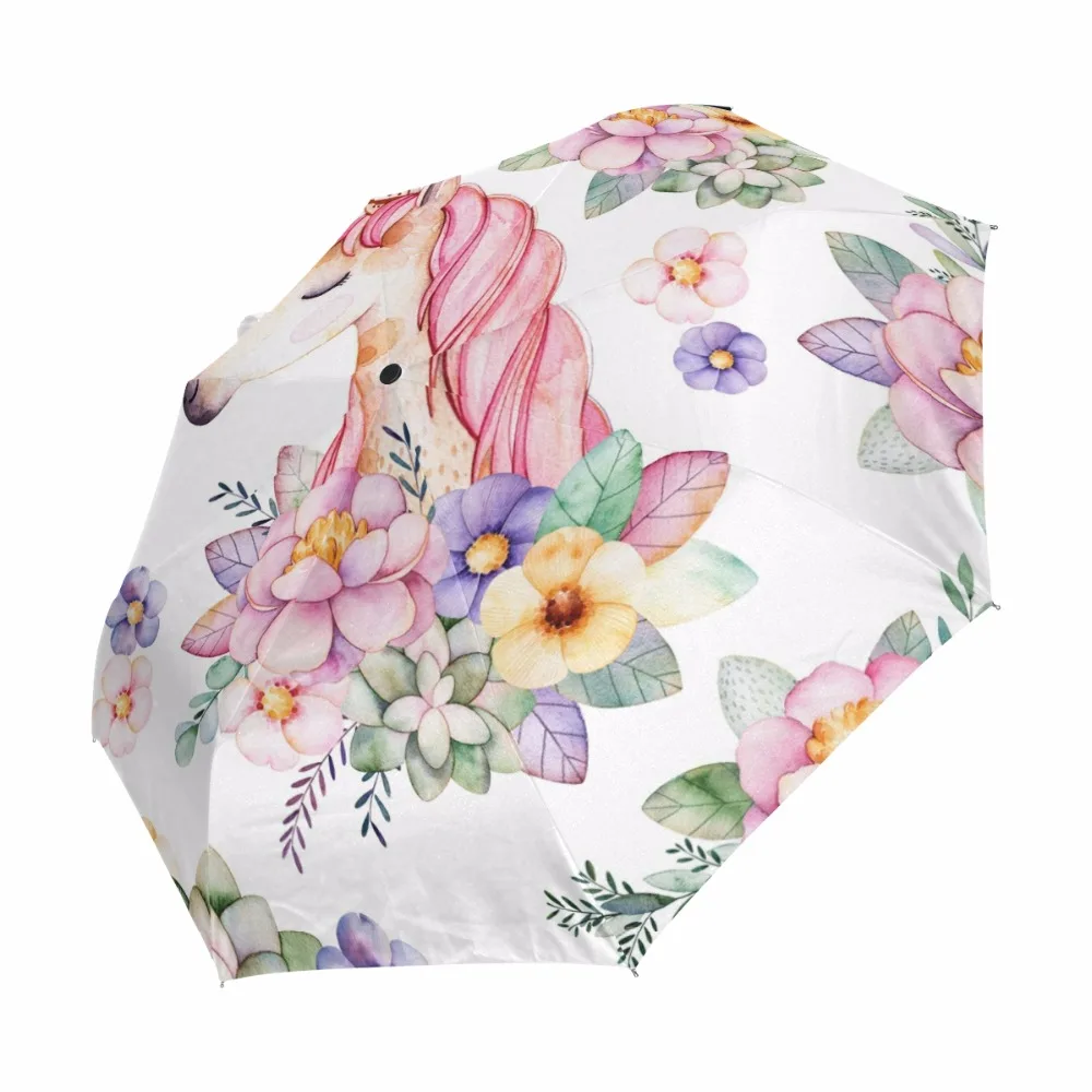 Windproof Automatic Umbrellas Unicorn Pattern Women Umbrella Sun Protection Umbrella Male and Female Advertisement Customized