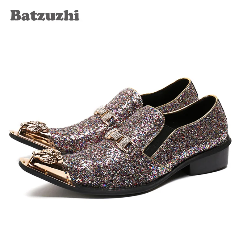 

Batzuzhi Italy Brand New Handmade Shinny Glitter Men Wedding Shoes Fashion Oxfords Luxury Party Men Shoes Men's Flats Size US12