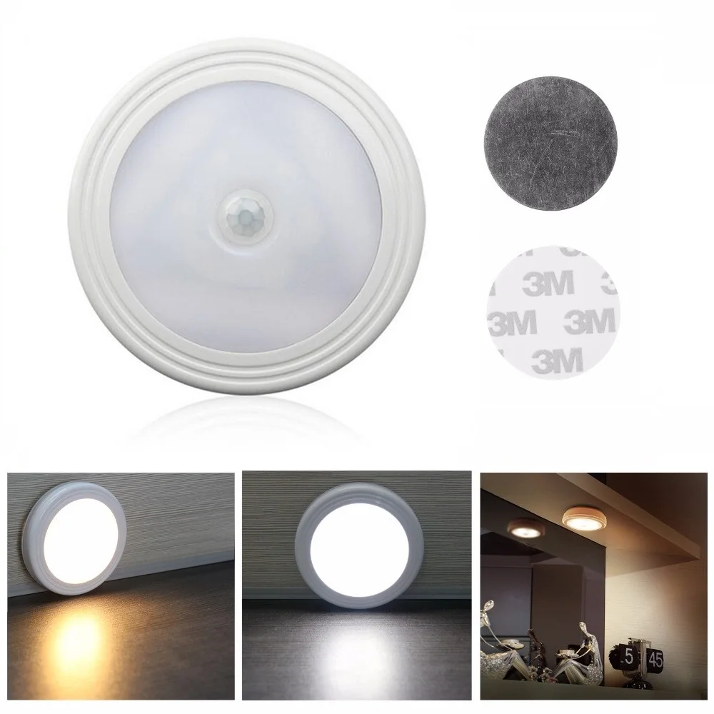 PIR LED Night Light Motion Sensor Wall Lamp Wireless Cabinet Light Wall Light Auto On/Off Closet Battery Power