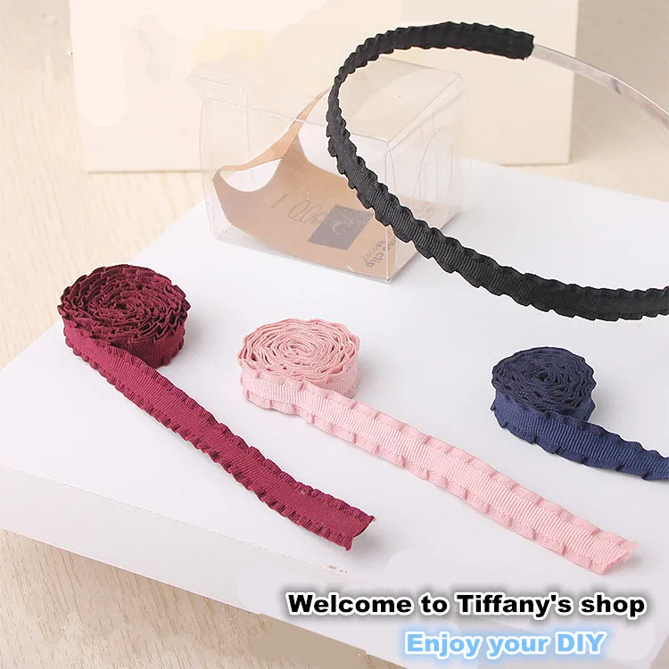 10mm Diy hair accessories edges crushed ruffle grosgrain ribbon,falbala flouncing corrugated edge ribbon