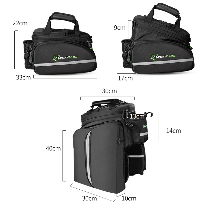 ROCKBROS Bike Panniers Carrier 3 In 1 Bicycle Trunk Bags Waterproof MTB Road Cycling Rear Rack Bag 35L Travel Luggage Cargo Bags