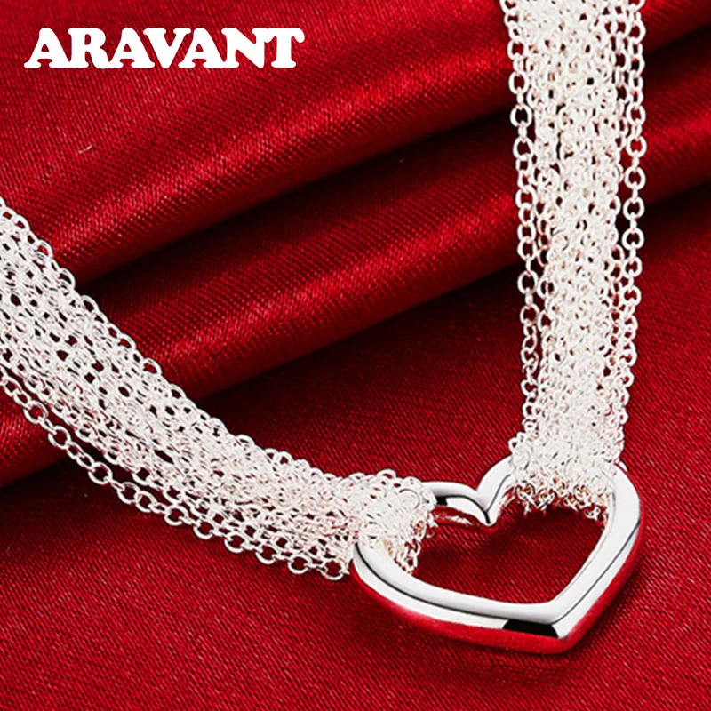 Collar de corazón con cadena para mujer, de plata 2020, joyería de moda, regalos de San Valentín, novedad de 925