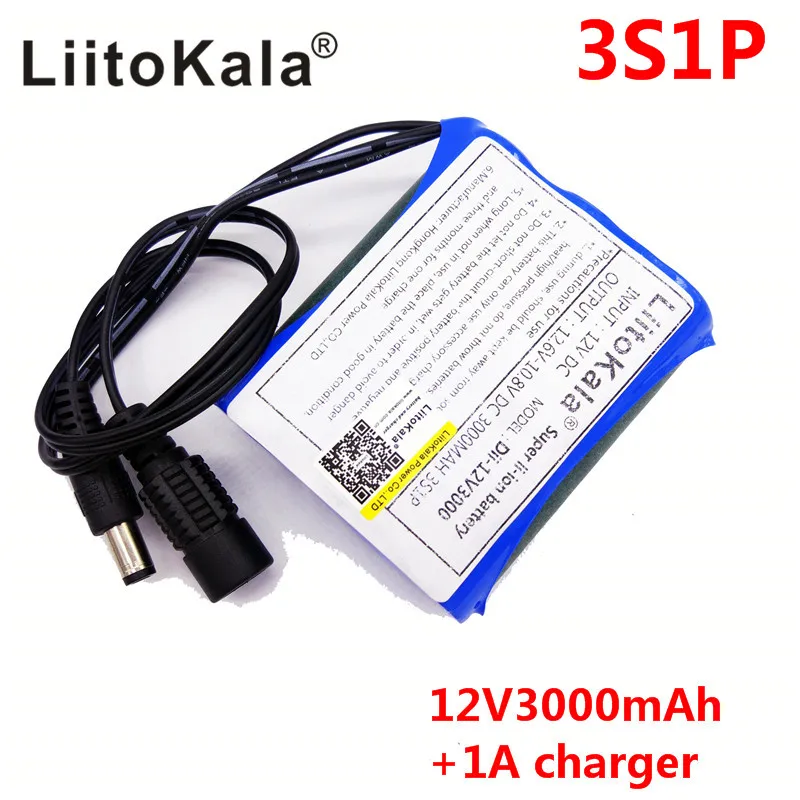 HK LiitoKala Dii-12V3000 DC 12V 3000mAh 18650 li-lon DC12V Super akumulator P + ue ładowarka AC