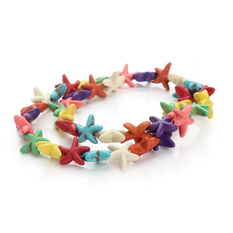 Linsoir Approx.38pcs/Strand 13x13mm Starfish Shape Turquoises Beads Loose Spacer Beads Seed Beads for DIY Jewelry Making #2