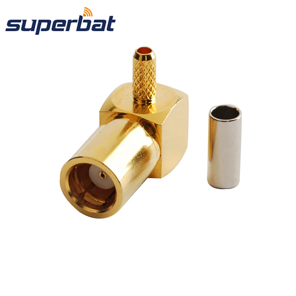 Superbat 75 ohm SMB Female Right Angle Crimp Attachment RF Coaxial Connector for RG316 RG174 LMR100 Jumper Cable