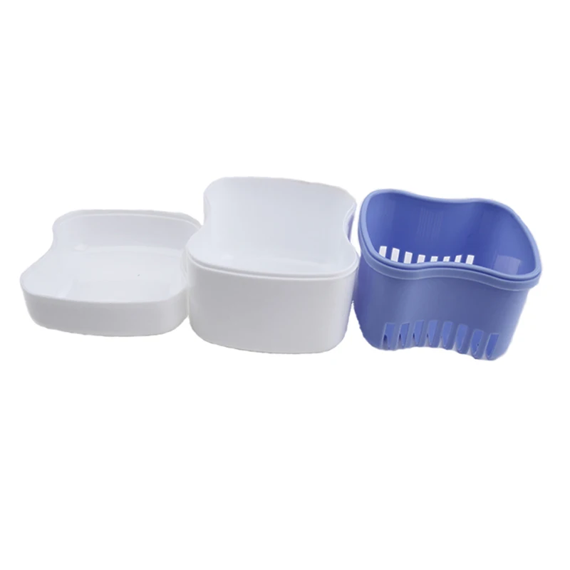 1 Boxs  Dental False Tooth Storage Box Double Layer With Filter Screen Denture Care Bath Box Case Drainer Container