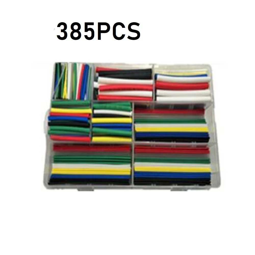 385pcs heat shrinkable tube Set 2:1 9 Size transparent/Yellow/White/Blue/Green/Red/Mix colour  shrink tubing Sleeve