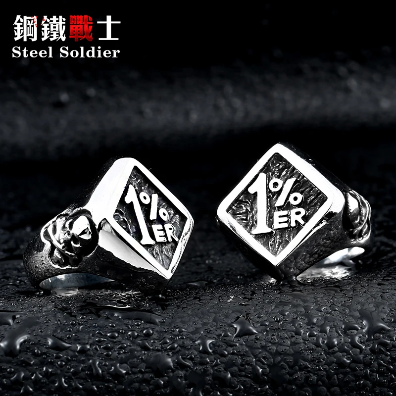 Steel soldier men biker Stainless Steel ring personality new design 1% Ring Motorcycle Ring Jewelry