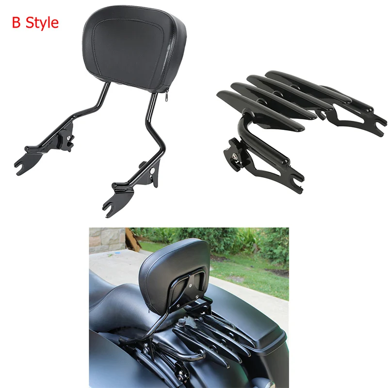 Motorcycle Detachable Backrest Sissy Bar Luggage Rack For Harley Touring Road King Street Glide Road Glide CVO FLTRXS 2014-2024