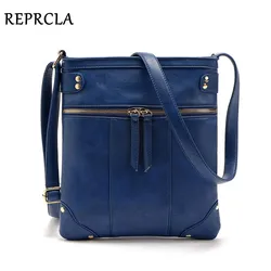 REPRCLA europejski Vintage kobiety torba podwójny zamek błyskawiczny kobiety Messenger torby wysokiej jakości torba na ramię z PU Crossbody 9L33