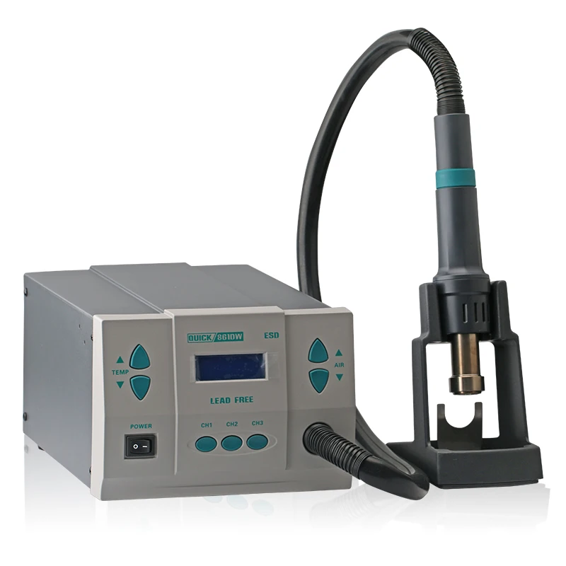 QUICK861DW 1000 واط عالية الطاقة خالية من الرصاص الرقمية الهواء الساخن محطة ديسولديرينغ المحمول اللوحة الأم إصلاح أداة إزالة أجزاء