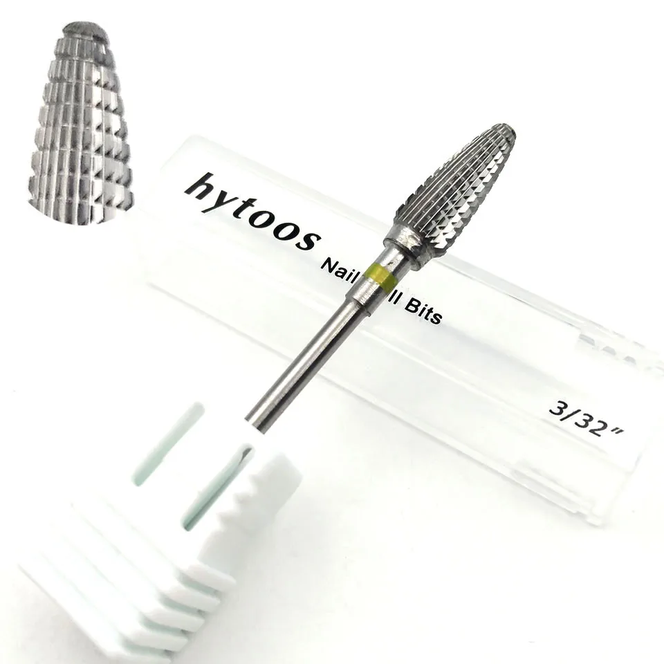HYTOOS Nagelbohrer 3/32 Zoll Wolframkarbid-Nagelbits Rotary Burr Fräser für Maniküre Elektrische Nägel Zubehör Werkzeug – Detail 8