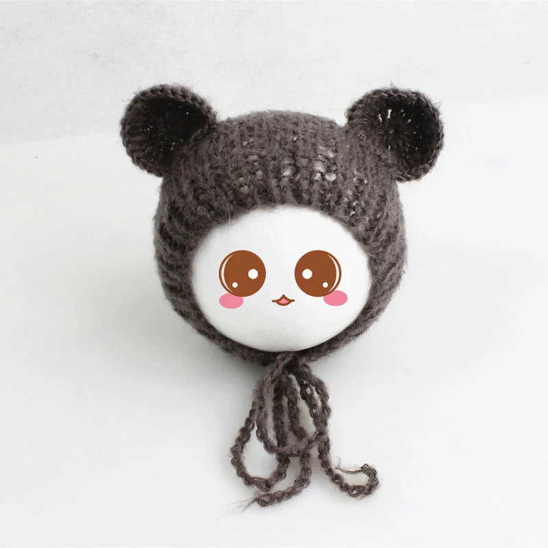 New Baby Hat Soft Mohair Bear Ear Newborn Knitted Hat Cap Infant Photography Props Crochet Pictures Accessories Bonnet