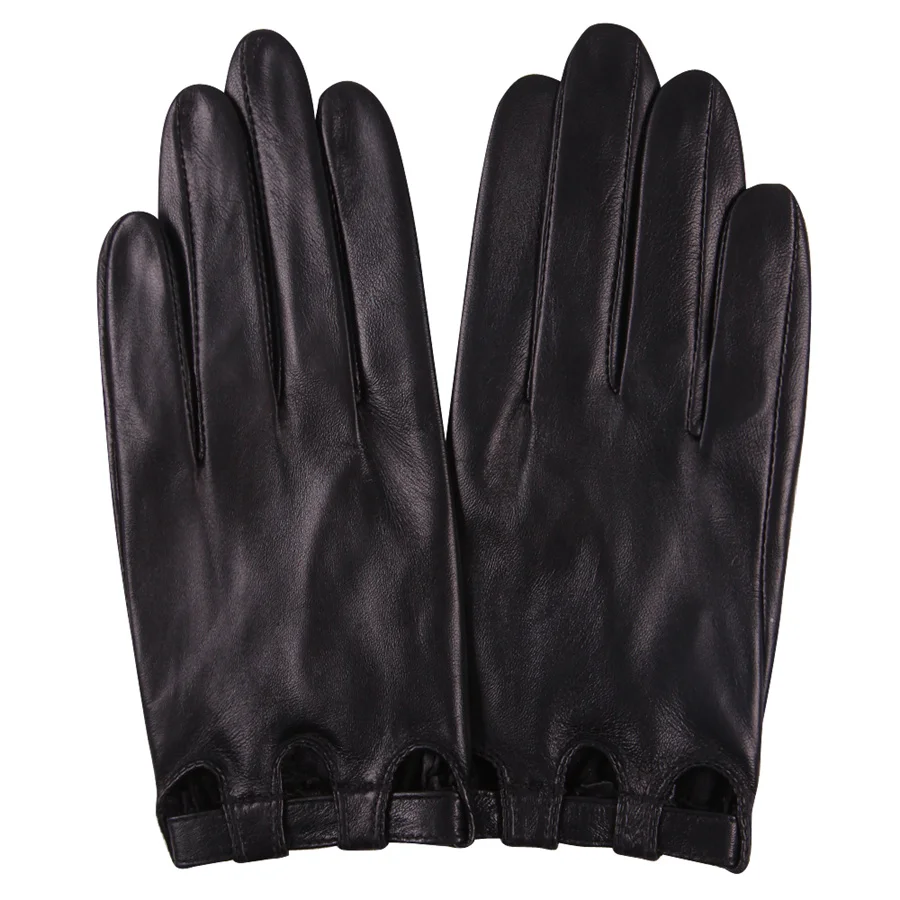 Spring  Autumn Winter Leather Gloves Lady Driving Locomotive Fashion Lining Gloves Touch Screen Sheepskin Thin Section L17047-5