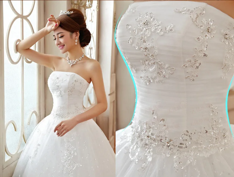 Cheap Wedding Dresses 2018 Good Quality Luxury Princess Lace Embroidery Plus Size Long Train Bow Bridal Married Bridesmaid Dress