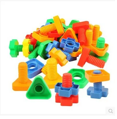 Screws Nut Pairing Plastic Assemblage Building Blocks Kindergarten Children Educational Toys 3-7 Years Old Kids 350g/bag