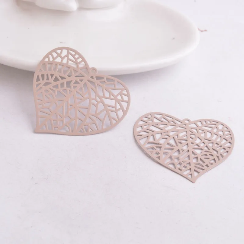 30 Stück AB4966 40*42mm Herzförmige Blattanhänger Blätter-Charms Anhänger – Detail 8