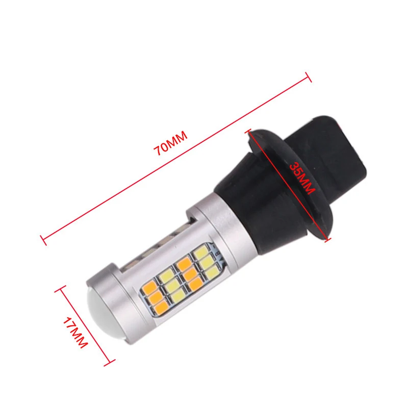 2Pcs/set BAU15S 1156 BA15S T20 7440 Dual Color Led Car DRL Turn Light 42SMD 2835 Auto Daytime Running Light With Decoder