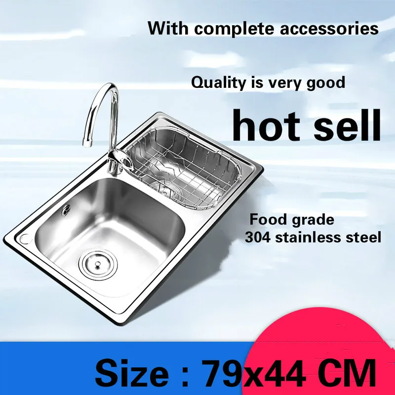 

Free shipping kitchen sink 0.8mm food grade 304 stainless steel standard double groove fashion hot sell 79x44 CM