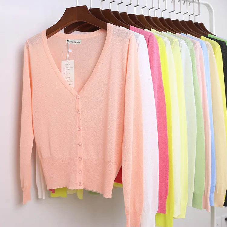 Size M-6XL Women V-Neck Knitted Casual Loose Full Sleeve Sweaters Cardigans Lady Knitting Outwear