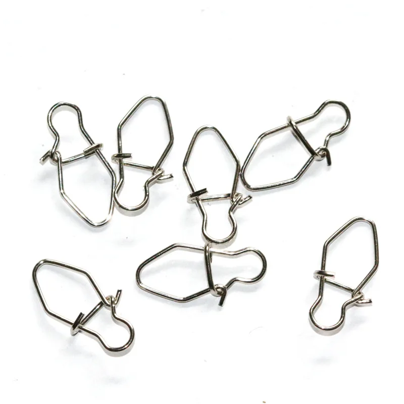 30-50pcs/bag rhombus Snap connector 000#-3# New Fishing Swivel Hooked Safety Snap Pins Accessories Fishing Tackle