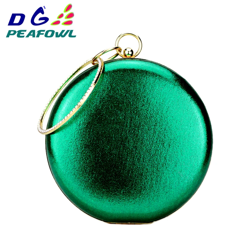 

New Silk clothing Gold Round bags PU bags tote hasp Solid Day Clutches Shoulder Chain Ladies Bridal Wedding Handbags