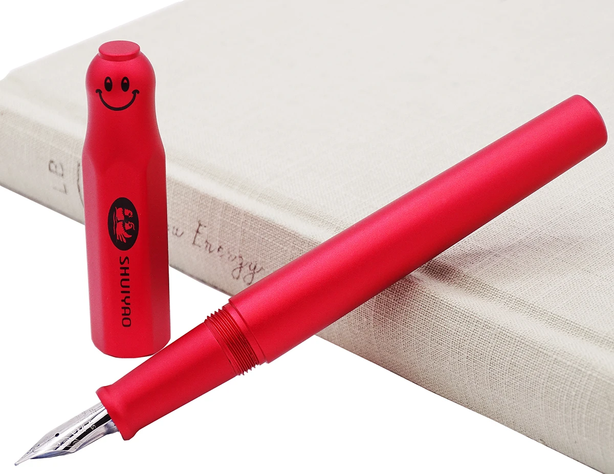 Full Aluminum Alloy Metal Smile Face Fountain Pen SY Cute Lovely Red Fashion Writing Gift Pen Smooth Iridium 0.38/0.5mm