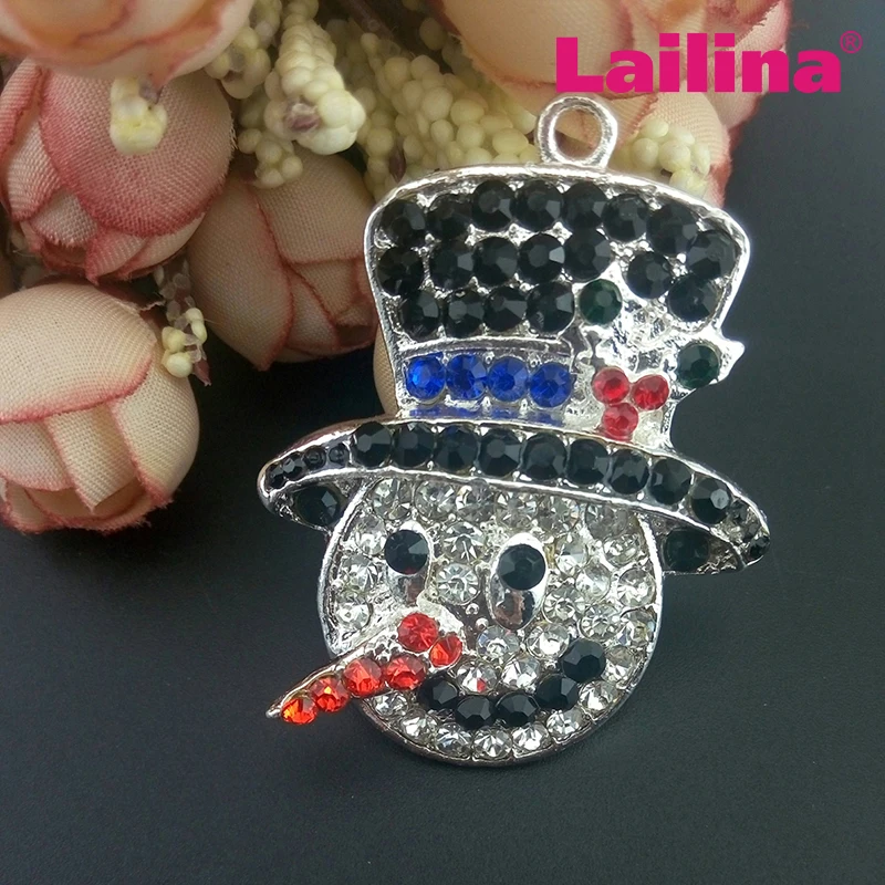 Customized Crystal Rhinestone Snowman Pendant Christmas DIY Pendant Charm